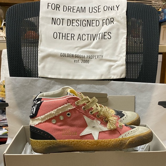 NIB Golden Goose Midstar Salmon Canvas & White Star Sneaker, 41 - Picture 13 of 16